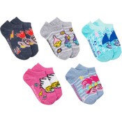 Wholesale - 5pk TROLLS HAPPY VIBES NS SOCKS SIZE 4-6, UPC: 193159142452